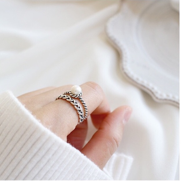 Stacking Vintage Style Sterling Silver Pearl Rings - Picture 2 of 7